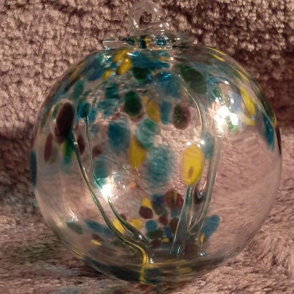Hanging Glass Ball 4" Diameter "Winter Tree" Witch Ball (1) WB26/#110 - Picture 4 of 5
